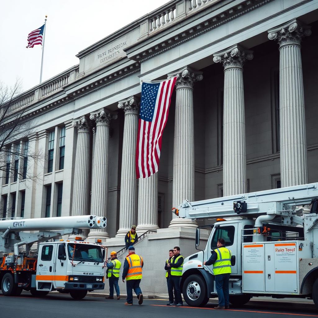 Electrical crew at a federal government building